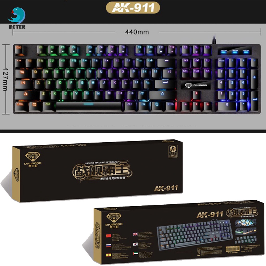 Bàn phím cơ Divipard AK911, chuyêm game, phím cơ LED 100%, độ nhạy cao