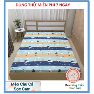 Ga chống thấm Nano Suri - ga chống thấm cotton cho bé không bị nóng bí - Mẫu mèo kute
