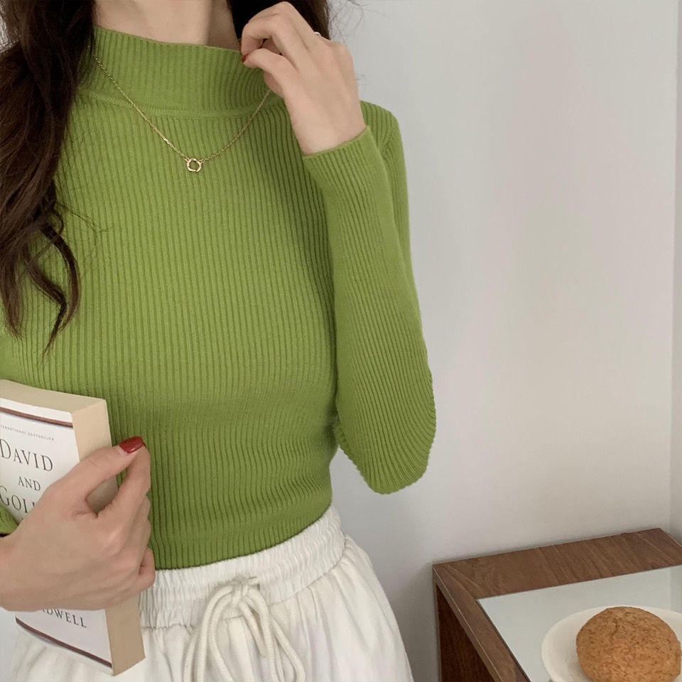 COZOK Áo Sweater dài tay màu trơn ôm dáng thời trang hongkong