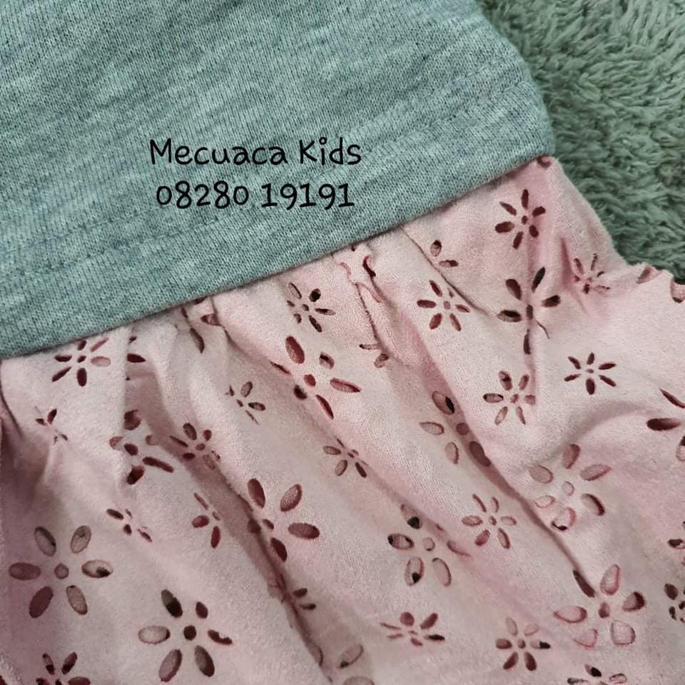 [1-6y] Áo Váy da cá phối chân da lộn hồng cho bé gái (form hơi nhỏ)
