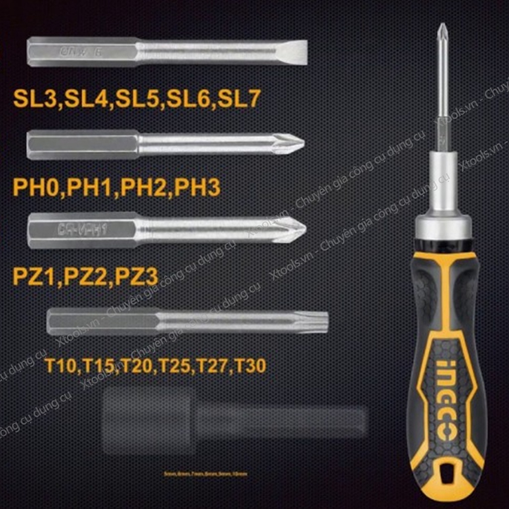 Bộ tua vít 2 chiều 26 chi tiết đa năng INGCO HKSDB0268 đóng mở 2 chiều tự động có nam châm, bộ tuốc nơ vít tự động