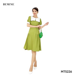 Đầm cổ ren tùng nhún hông BEMINE MT5226XANH