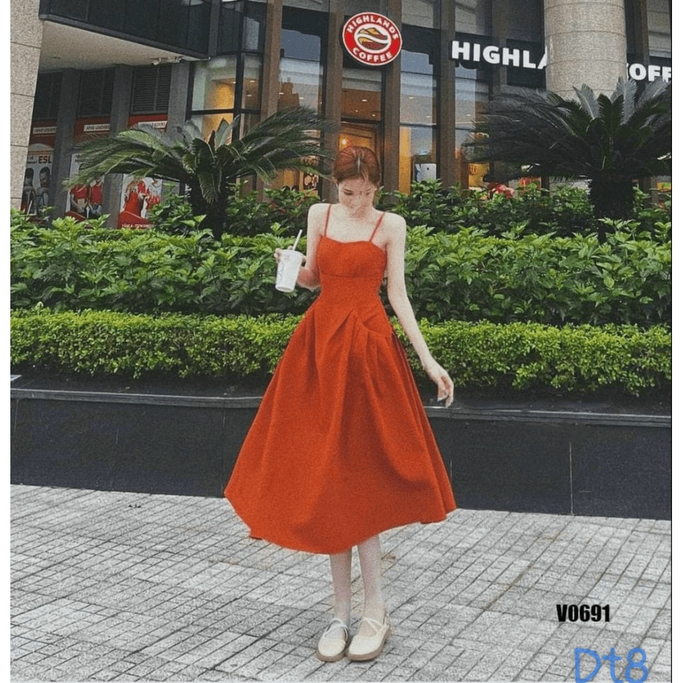 ĐẦM XÒE NỮ 2 DÂY TIỂU THƯ CÔNG CHÚA PU89 THỜI TRANG HHP