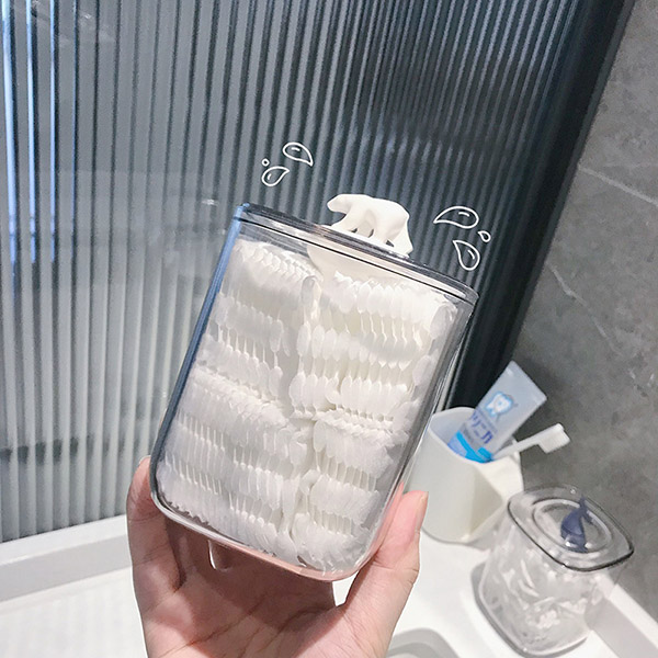 Hộp Đựng Tăm Bông Trong Suốt In Hình Động Vật Dễ Thương