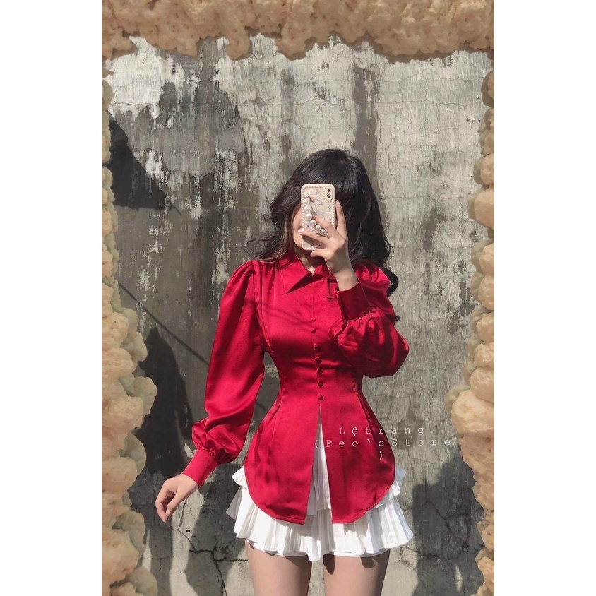 Áo sơ mi lụa buộc  nơ sành điệu cá tính