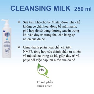 Hình ảnh thu nhỏ Sữa Tắm Khô Làm Sạch Dịu Nhẹ Cho Bé Yêu Mister Baby Cleansing milk 250ml - @chaobella-1