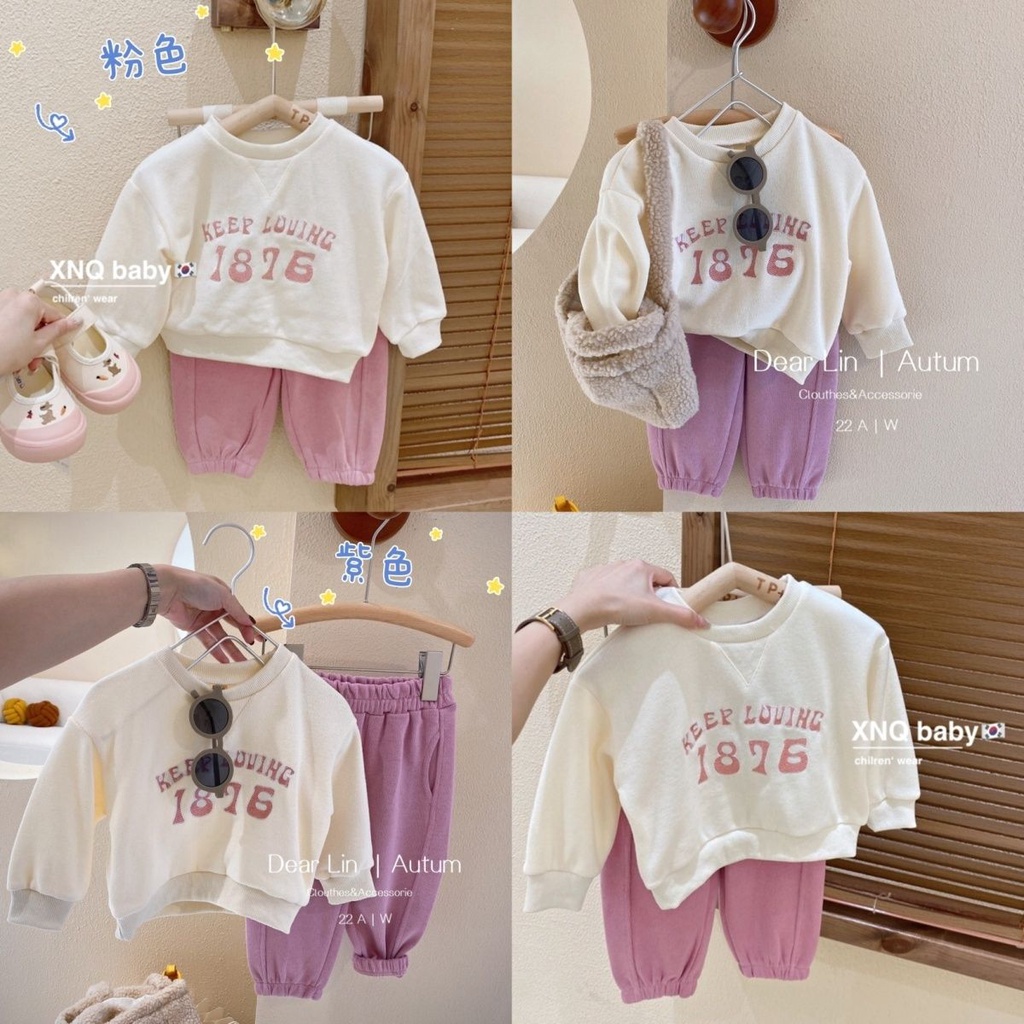 Áo Nỉ Dài Tay In Chữ Phong Cách Hàn Quốc Cho Bé Gái