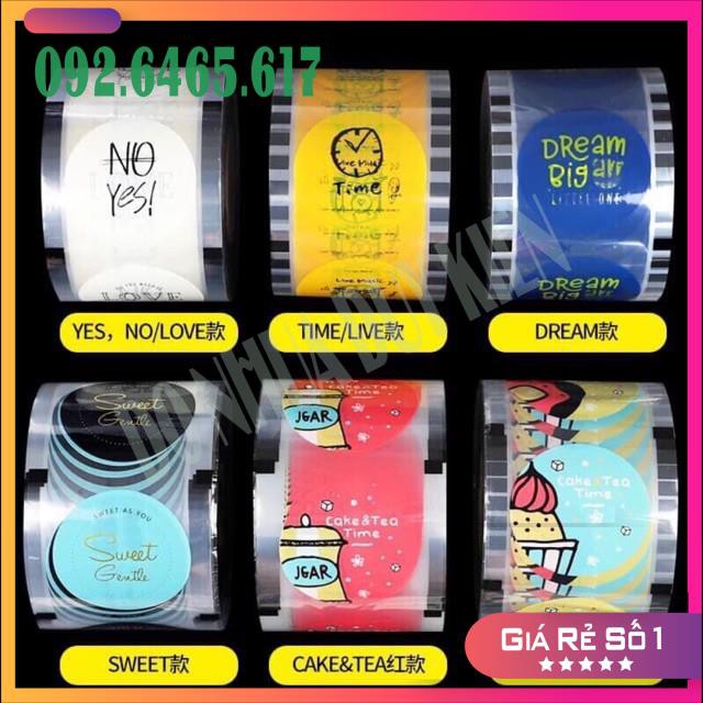 (2400 Nắp) Cuộn Màng Ép Ly Nhựa - Màng Dập Cốc In Sẵn Các Hình - Chọn Màu IB Shop - NHẬT ANH