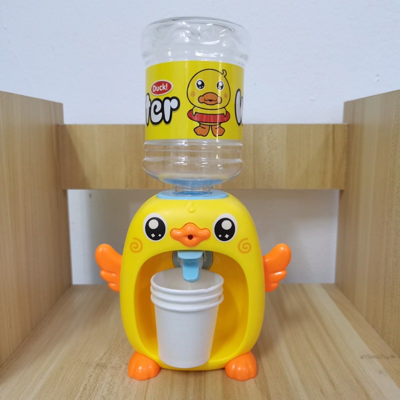 máy lọc nước mini hình thú vịt duck momo kèm cốc uống cute màu vàng