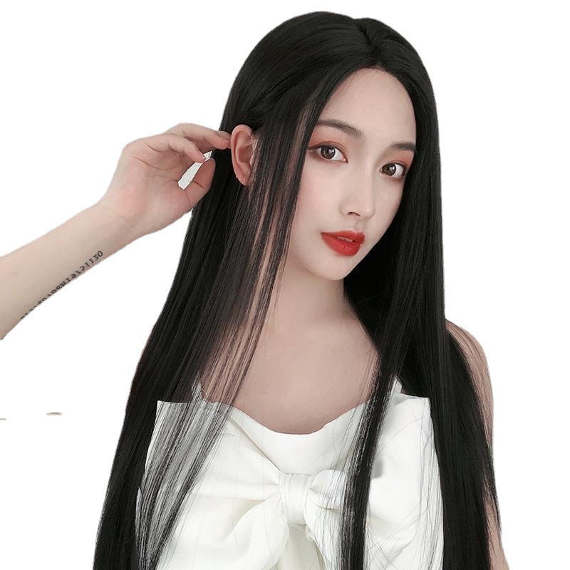Tóc giả nữ Hàn Quốc nguyên đầu cao cấp làm bằng tơ mềm mượt như tóc thật (màu đen) + tặng kèm lưới ONLINE SHOPPING_1102