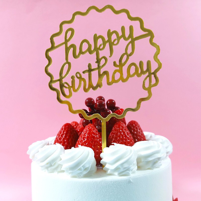 Trang Trí Bánh Sinh Nhật Bánh Kem - Combo 10 Chiếc Meka HPBD Tim chữ, Tròn Sóng