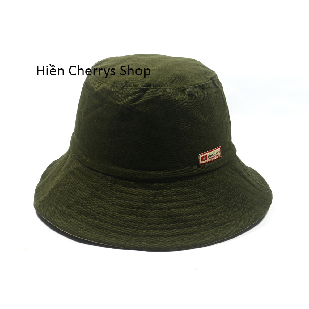 Nón bucket 2 mặt thêu mặt da in chữ Fashion sành điệu thích hợp cho mọi người