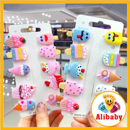 SET 10 kẹp tóc công chúa trái cây con vật dễ thương cho bé gái siêu xinh E283