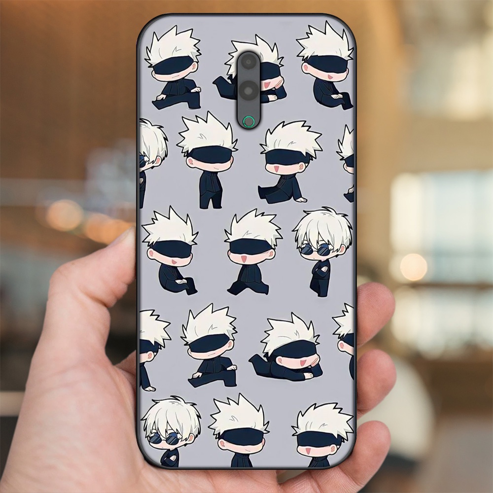 Ốp lưng Oppo Reno viền đen in hình Satoru Jujutsu Kaisen