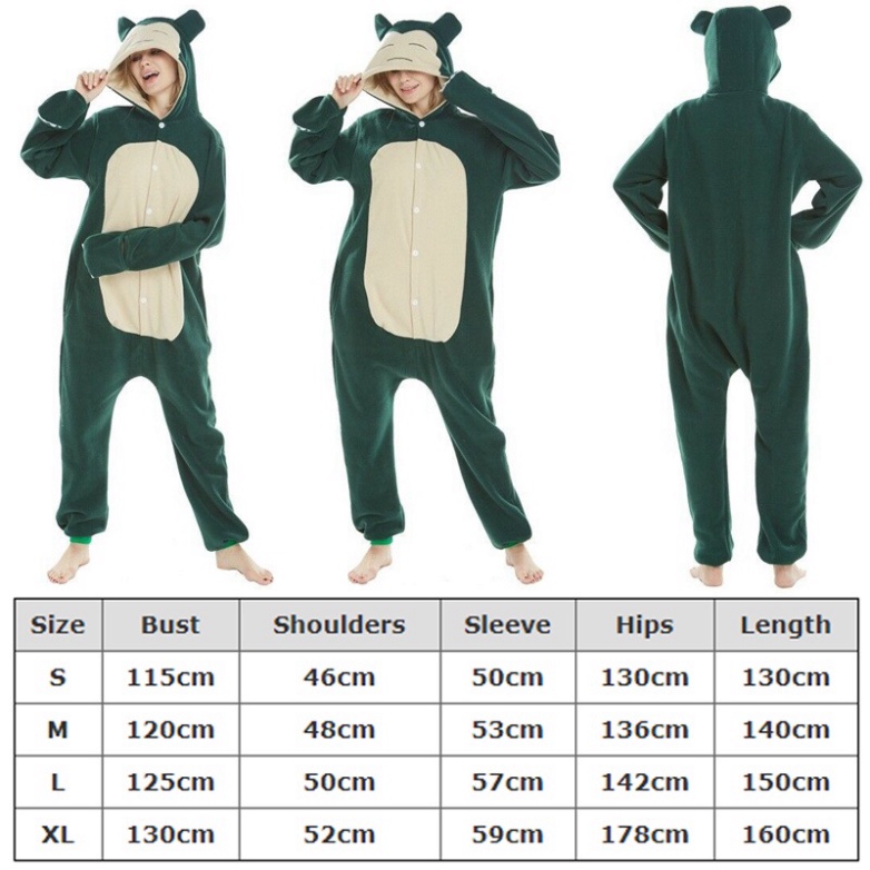 [O] Pokemon Kigurumi Anime Snorlax Cosplay Pajamas Jumpsuit Adult Sleepwear Onesie [Miu Cosplay] | BigBuy360 - bigbuy360.vn