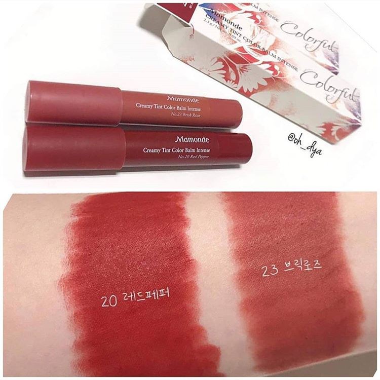 Son Bút Chì Siêu Lì Mamonde Creamy Tint Color Balm Intense Màu #20 Cam Cháy