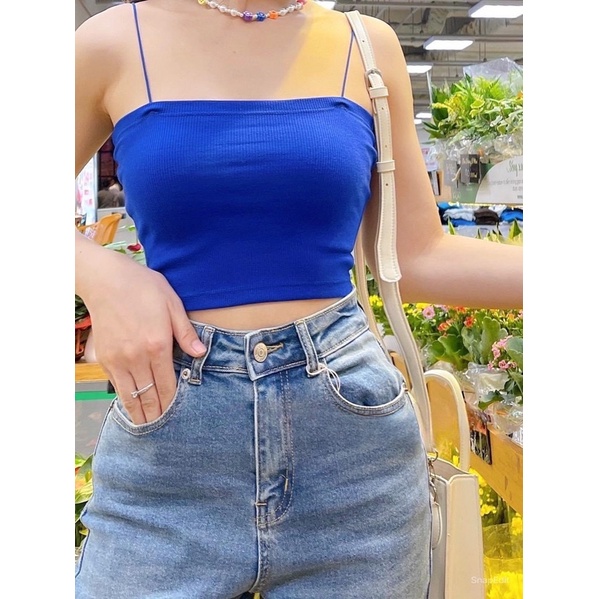 Áo 2 dây nữ croptop dáng ôm kiểu ống hai dây bún cao cấp