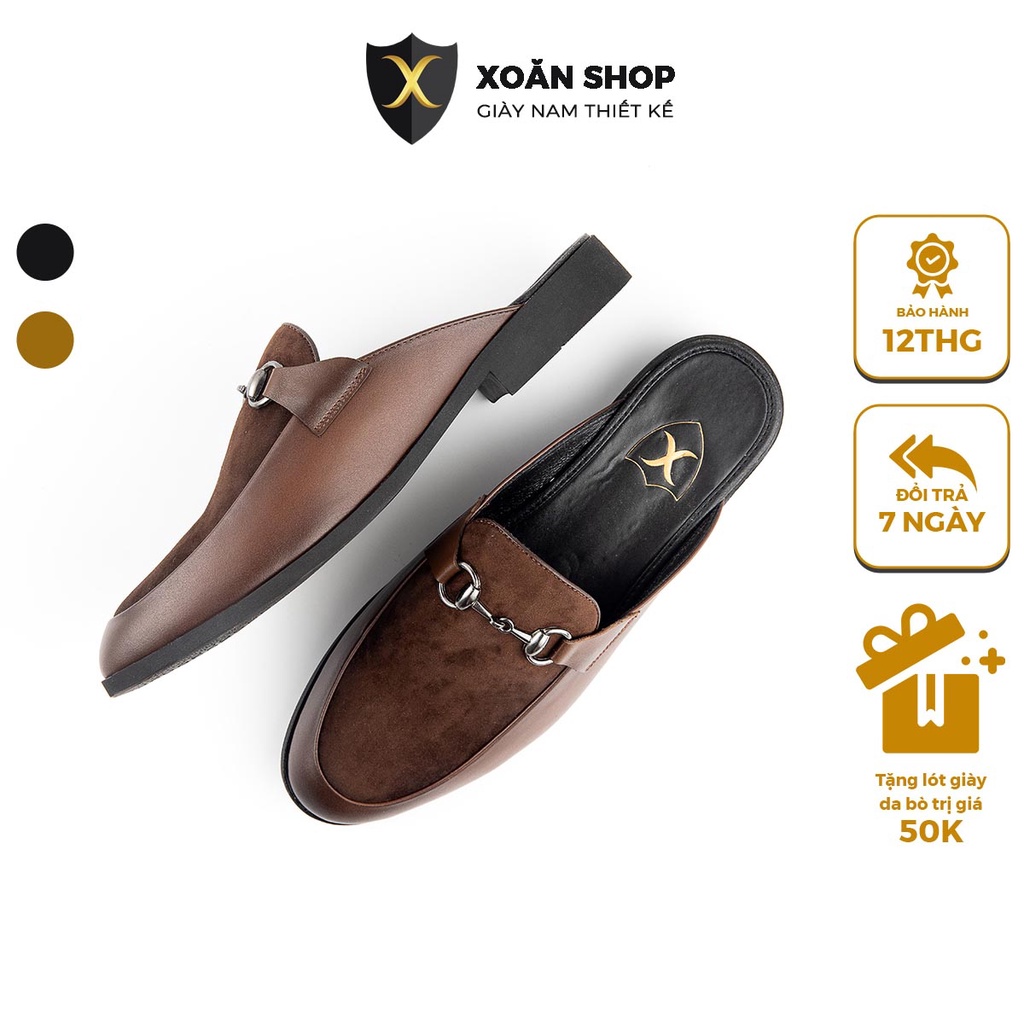Giày Sục Nam Công Sở XOĂN SHOP Da Bò Thật Size 38 Đến 43 Màu Đen/Vàng - S001