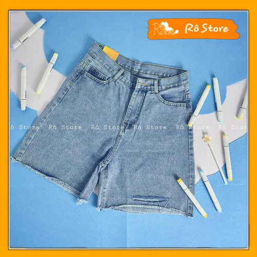 Quần short jean nữ ngố rách ống rộng RÔ STORE QS08