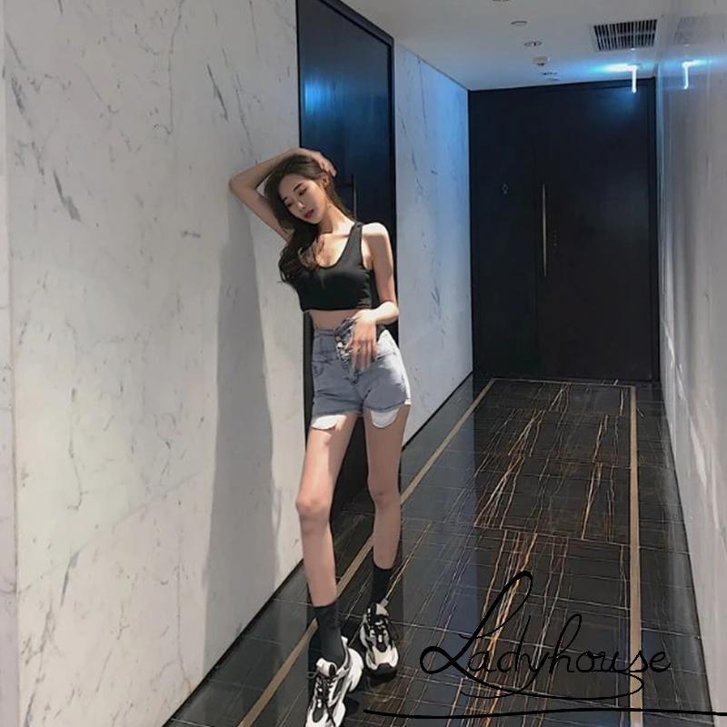 Áo Croptop Sát Nách Màu Sắc Trơn Thời Trang Mùa Hè Cho Nữ