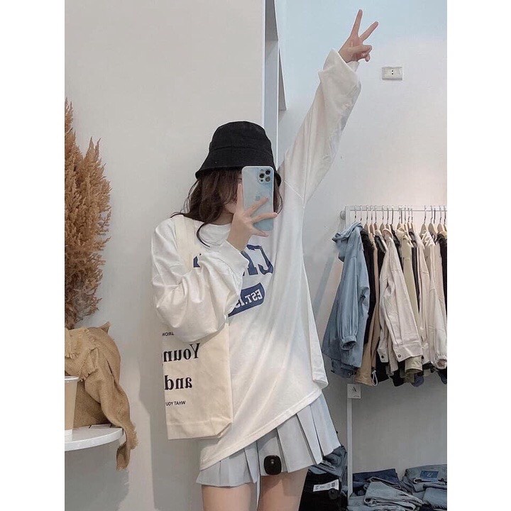 Áo thun nữ cổ tròn tay dài CREW 1984 form rộng unisex - Lyza Store | BigBuy360 - bigbuy360.vn