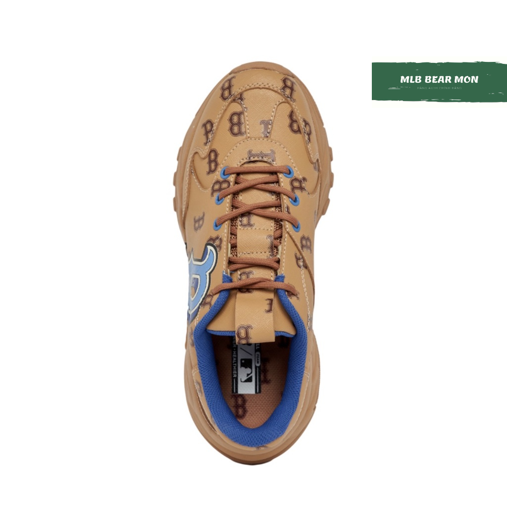 Giày MLB Big Ball Chunky Monotive Boston Red Sox Màu Nâu Logo Chữ B màu xanh dương 3Ashmnp3N-43Brn