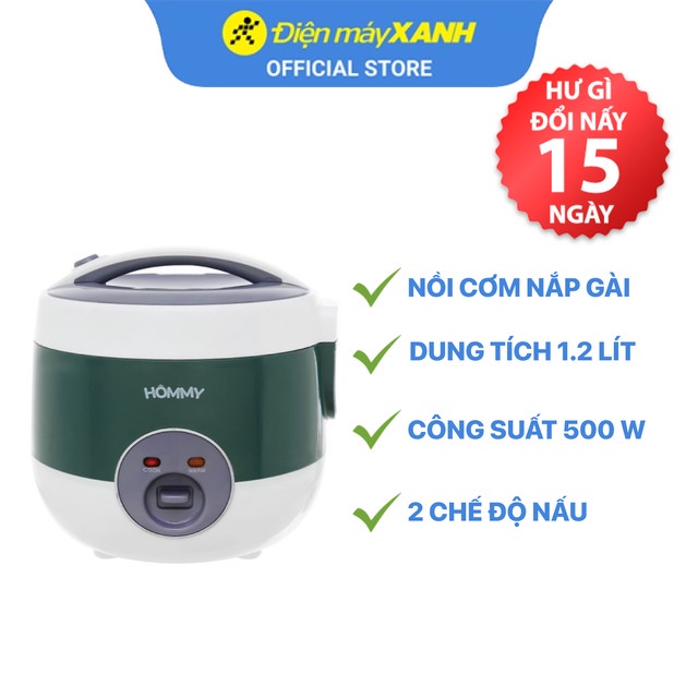 [Mã ELHADEV giảm 4% đơn 300K] Nồi cơm nắp gài Hommy JRC-120S 1.2 lít