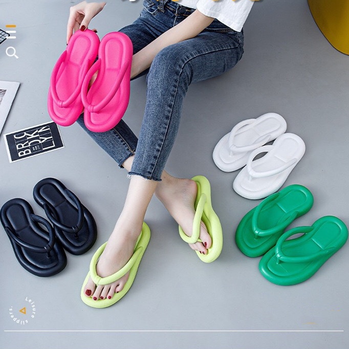 Dép Xỏ Ngón Đế Bằng Thời Trang Đi Biển Mùa Hè Cho Nữ Lật