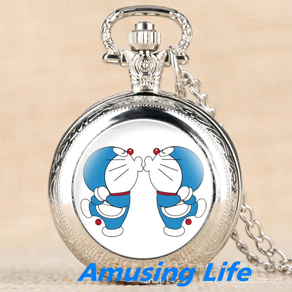 Quartz Pocket Watch Retro Vừa Thương Mại Nước Ngoài Bán Đồng Hồ Bỏ Túi Anime Dễ Thương Doraemon Họa Tiết Hình Ảnh Bản Đồ