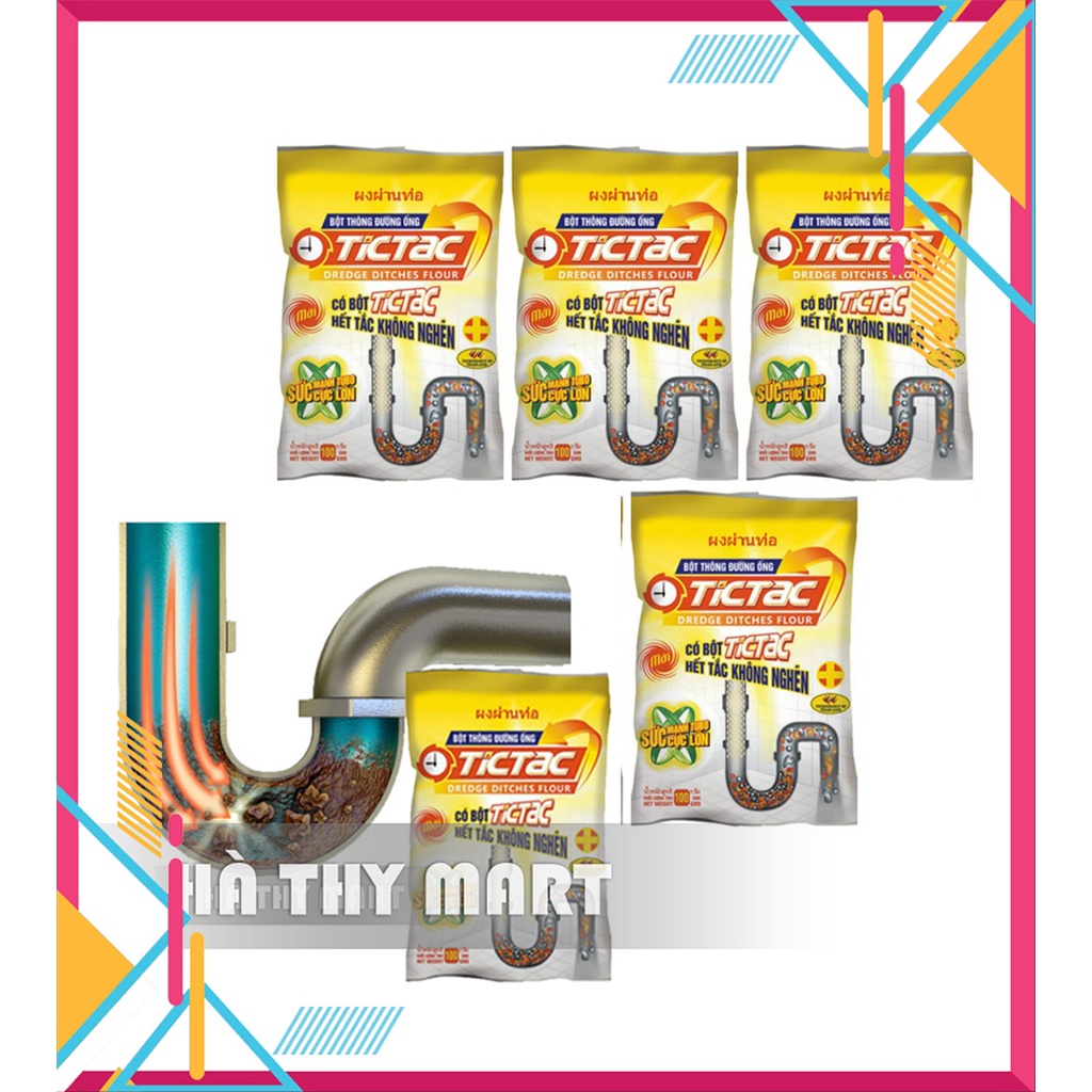 Bộ 5 gói bột thông tắc ống, thông nghẹt đường ống nước TICTAC