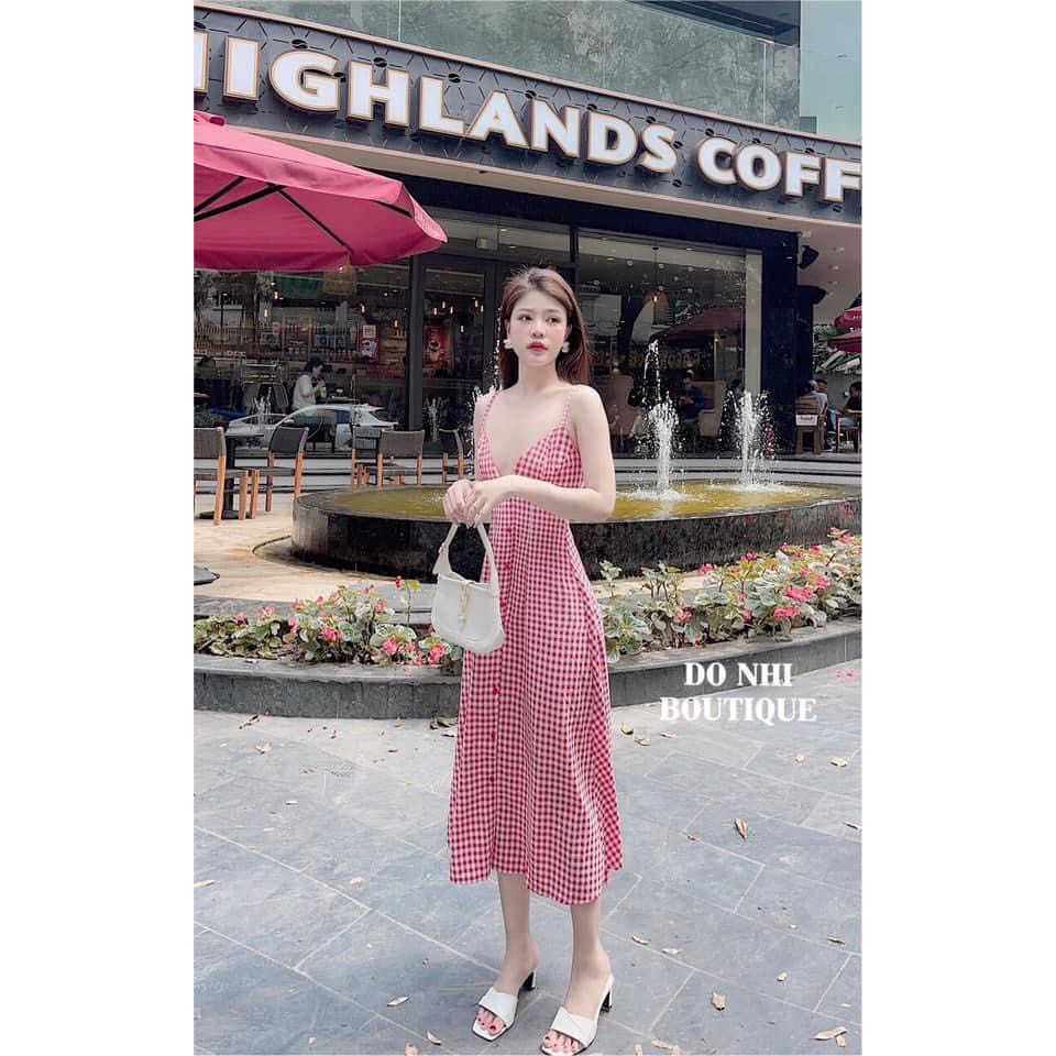 VÁY 2 DÂY KẺ CARO ĐỎ CHO NỮ | BigBuy360 - bigbuy360.vn