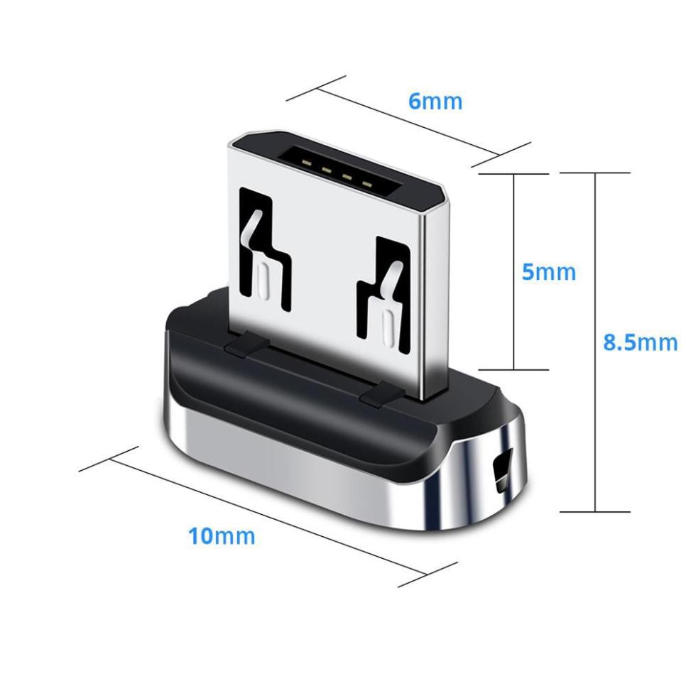 Đầu Cáp Sạc Nam Châm Rời Dùng Cho Cáp FONKEN ,TOPK - Loại Sạc Nhanh 3A QC 3.0 ( Gồm 1 trong 3 Đầu Lightning, Type C, Mic