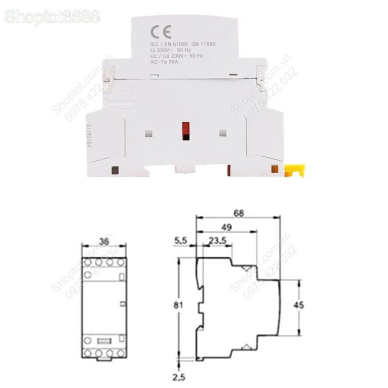 BỘ KHỞI ĐỘNG TỪ-CONTACTOR 220V-25A, 2NO2NC DÙNG LÀM BỘ ATS TỰ ĐỘNG ĐÓNG NGUỒN DỰ PHÒNG