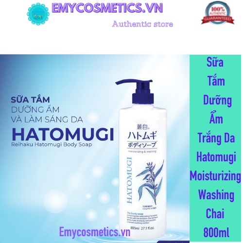 Sữa Tắm Dưỡng Ẩm Trắng Da Hatomugi Moisturizing Washing Nhật Bản Chai 800ml