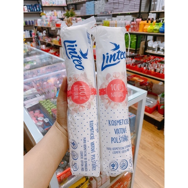 (Hàng Eu Nội Địa) Bông Tẩy Trang 120 Miếng Linteo 100% Cotton Mềm Mại Không Xơ Bông
