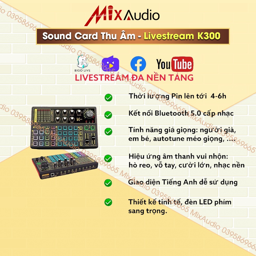SoundCard Thu Âm, Livestream Auto Tun K300 giả giọng và các hiệu ứng cao cấp