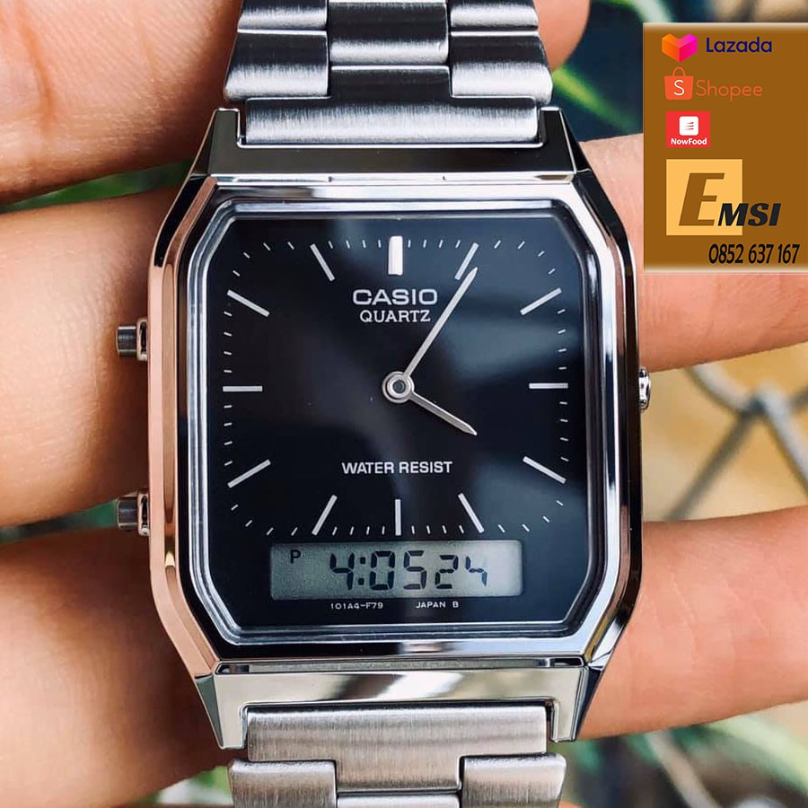 Đồng hồ Nam Casio AQ-230A-1D | Đồng Hồ Casio | Điện Tử Cổ Điển - Casio 29.8mm