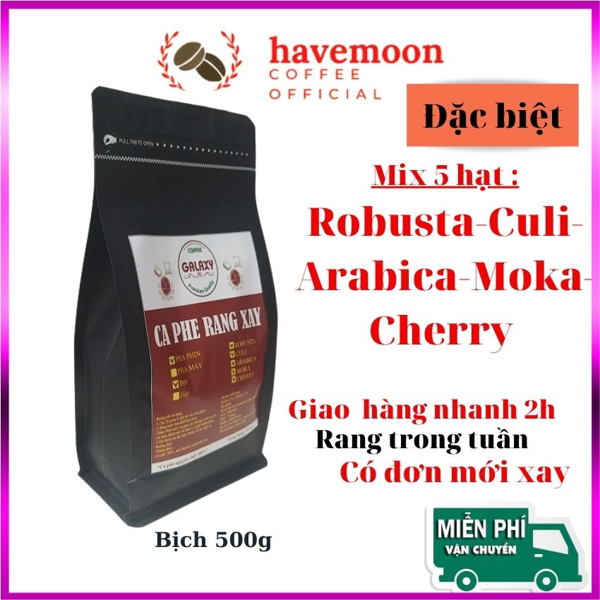 Cà Phê  Nguyên Chất Mix 5 Hạt Cafe Arabica Robusta Culi Moka Cherry, Pha Phin Pha Máy Cold Brew Đắng Đậm Thơm Đặc Biệt | BigBuy360 - bigbuy360.vn