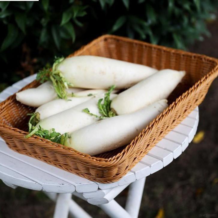 Giỏ dệt bằng mây hai lớp hình chữ nhật phong cách Nhật Bản đựng trái cây/ bánh mỳ