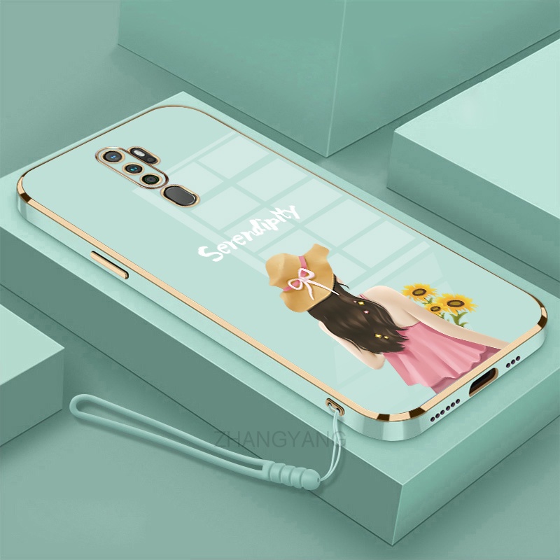Ốp lưng oppo a5 2020 a9 2020 Ốp Điện Thoại TPU Silicon Viền Mạ Màu Hình Cô Gái Xinh Đẹp Cho oppo a5 2020 a9 2020