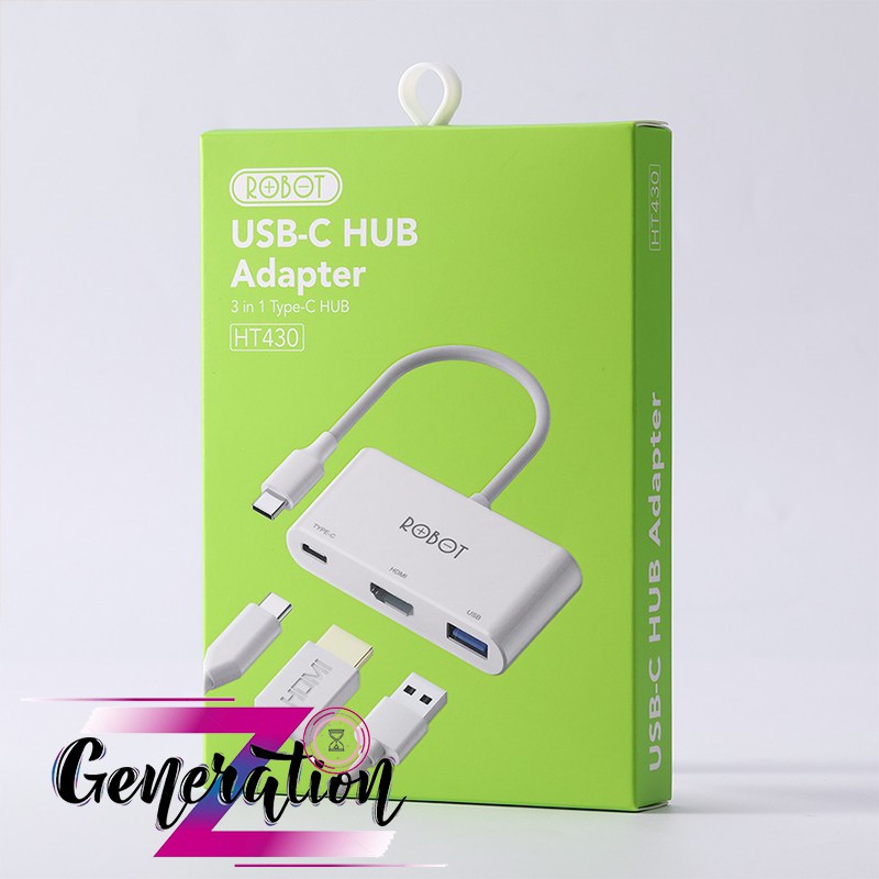 Hub chuyển USB Type-C ra HDMI kèm nguồn HT430 - Cáp chuyển USB Type-C ra USB + HDMI + USB-C HT430