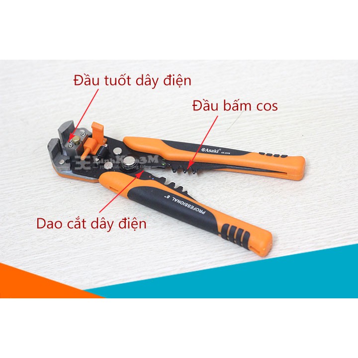 Kìm Tuốt Dây-Bấm Cốt Tự Động Asaki AK-0339