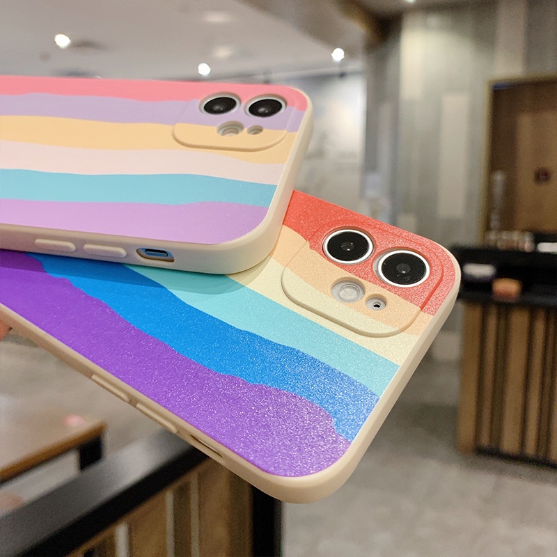 Ốp lưng iphone viền vuông bảo vệ camera 7 sắc cầu vồng ốp iphone 6/7/8/se2020/xr/xsmax/xs/14/14pro/13/12/11/promax