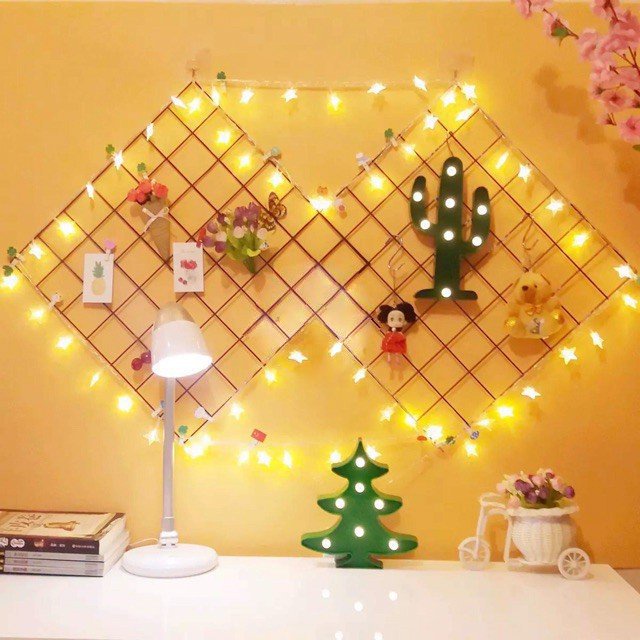 Khung Lưới Thép Trang Trí Phòng Ngủ, Tấm Lướt Decor Góc Học Tập Tặng Kèm Đinh