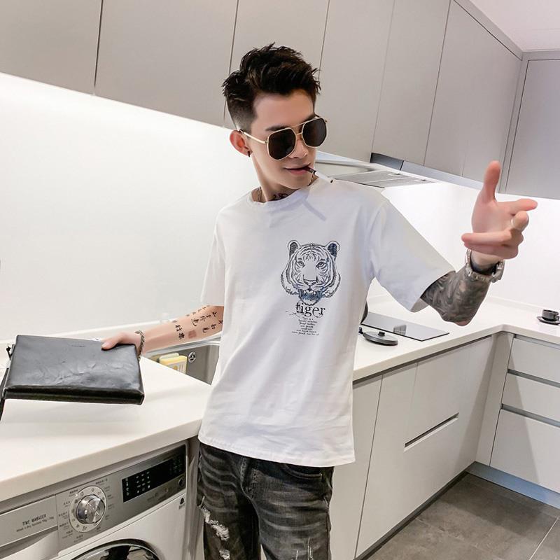 Áo Thun Tay Ngắn Dáng Ôm In Họa Tiết Thời Trang Xu Hướng Hàn Quốc Cho Nam