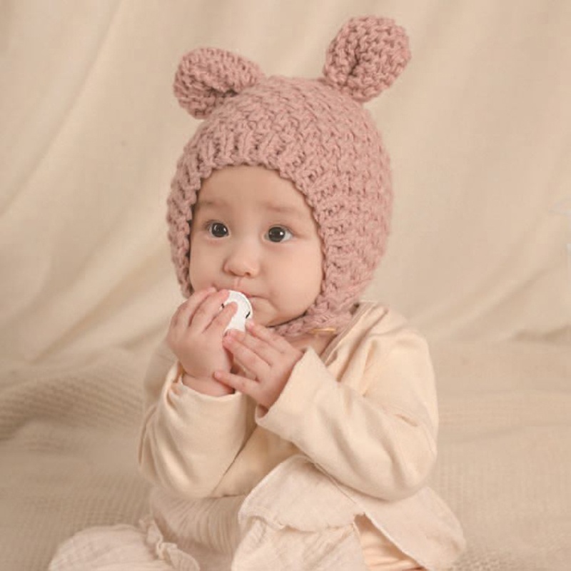 Mũ Beanie Dệt Kim Màu Trơn Giữ Ấm Mùa Đông Cho Bé