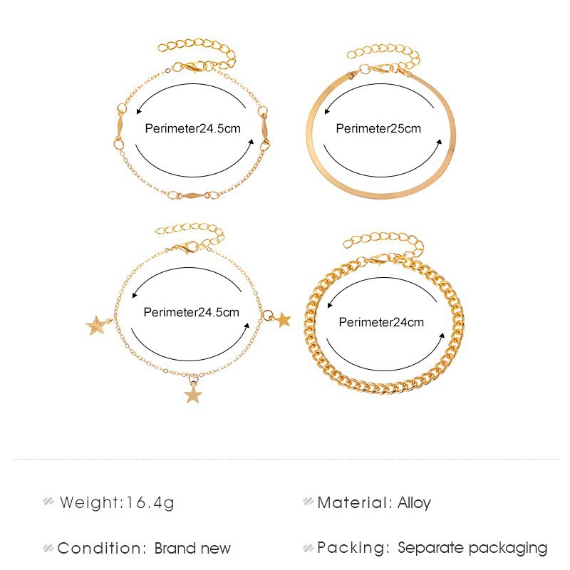 Set vòng tay nhiều lớp mặt hình ngôi sao thời trang cho nữ