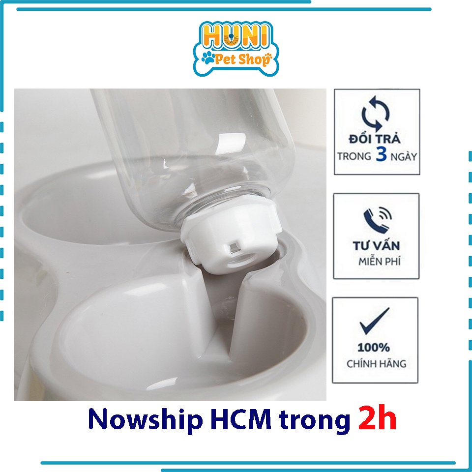 Khay ăn có bình nước tự động chén ăn cho chó mèo tiện lợi, dễ dùng - Huni petshop