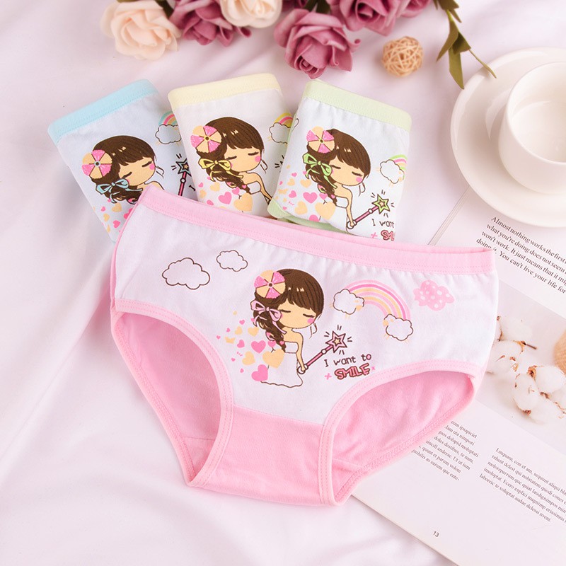 Set 4 Quần Chíp Tam Giác Smile cho bé gái (9kg-38kg)