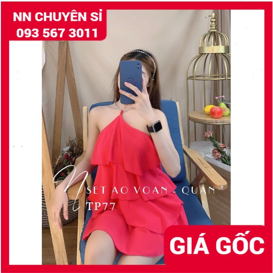 HÀNG ĐẸP - SET VOAN TẦNG PHỐI XÍCH TP77⚡ẢNH THẬT ⚡ SET ÁO VOAN KÈM QUẦN
